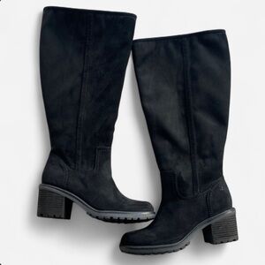 Zodiac Women’s Wide Calf Heeled Knee High Boots Faux Suede Black Size 6.5